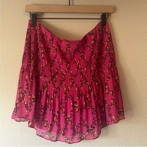 Diane Von Furstenberg Tayte Floral Pleated Pink Mini Skirt Size 8